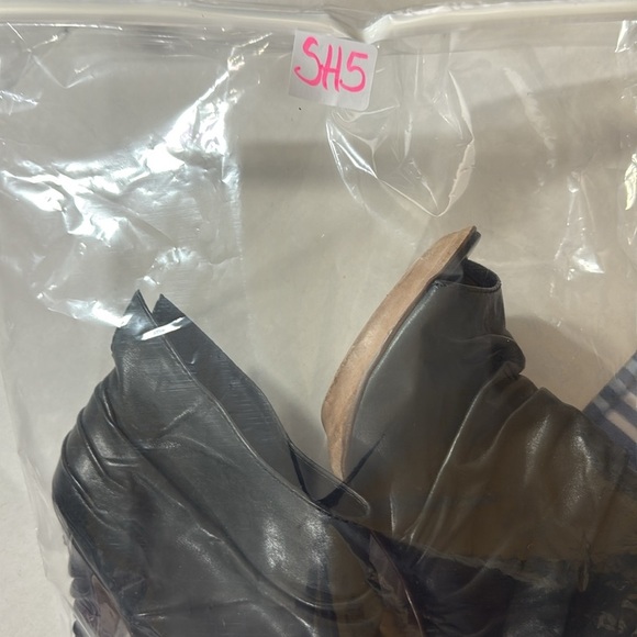 All Saints Jacks Place Shri Pleated Black Leather Peep Toe Stiletto Ankle 6 - Picture 12 of 12